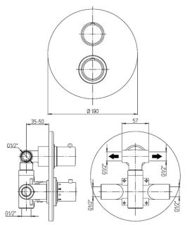 Встраиваемый смеситель для душа Paini Cox 78PZ691TH с термостатом чёрный матовый
